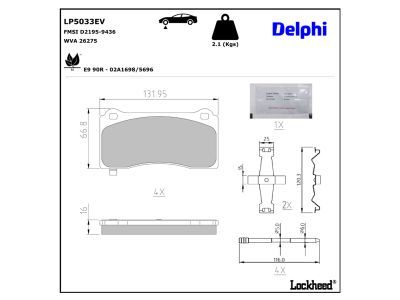 DELPHI LP5033EV Brake Pad Set, disc brake