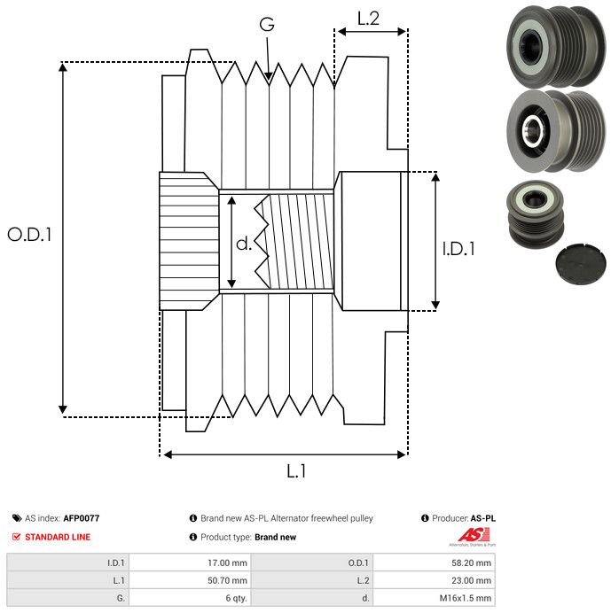 AS-PL AFP0077 Alternator Freewheel Clutch
