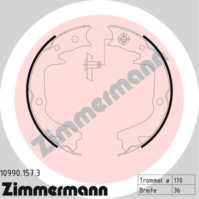 Комплект гальмівних колодок, стоянкове гальмо, Zimmermann 10990.157.3