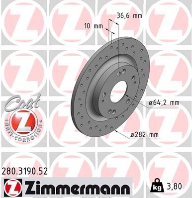 Гальмівний диск, Zimmermann 280.3190.52