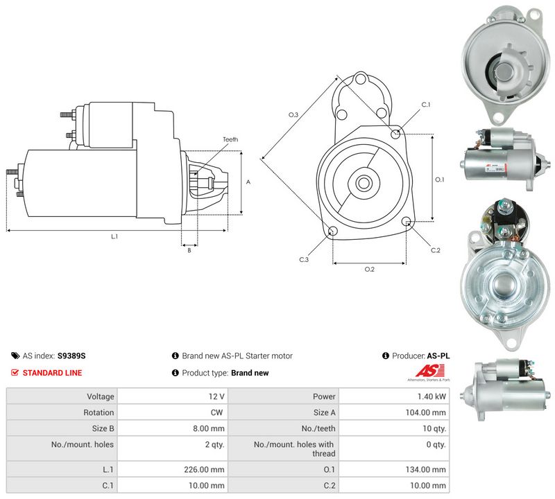 Starter, AS-PL S9389S
