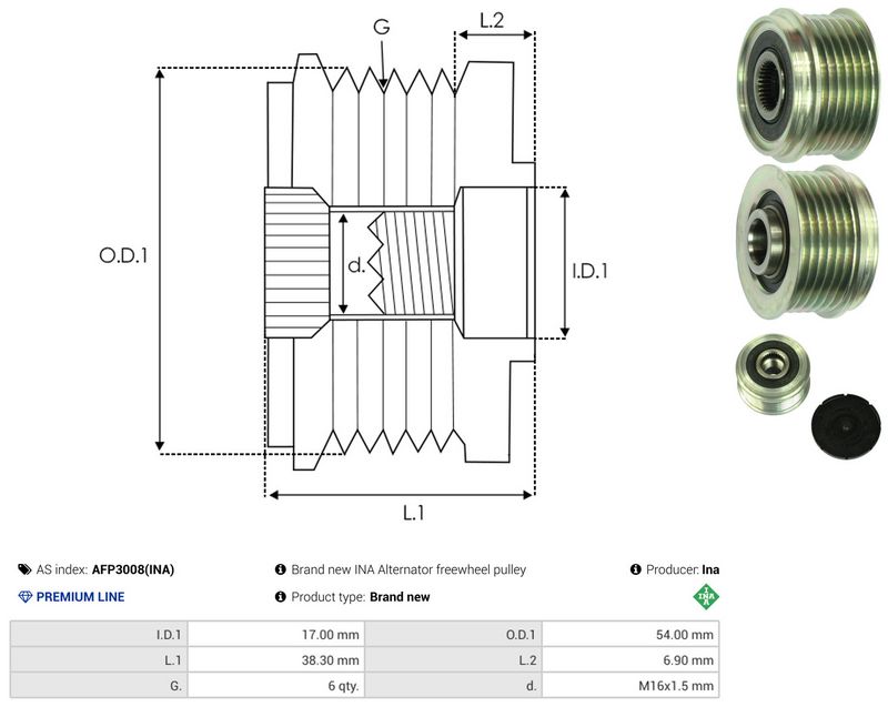 AS-PL AFP3008(INA) Alternator Freewheel Clutch