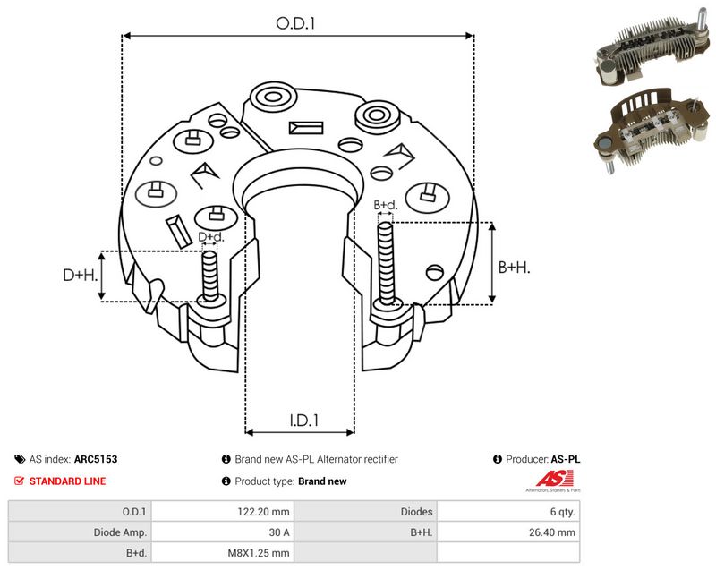 AS-PL ARC5153 Rectifier, alternator