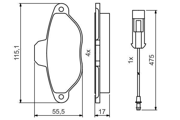 Комплект гальмівних накладок, дискове гальмо, Bosch 0986495475