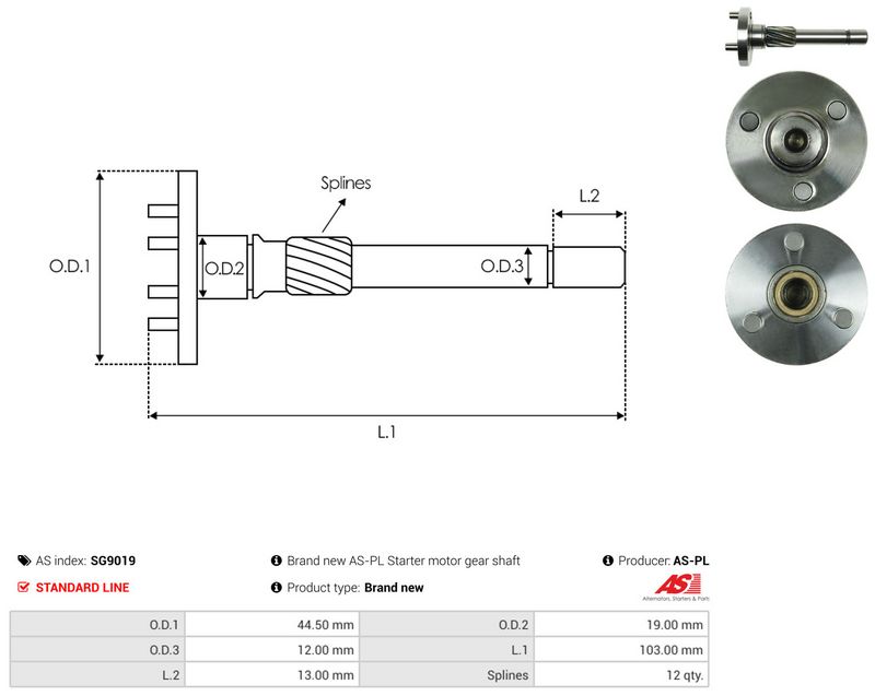 Remondikomplekt, Starter, AS-PL SG9019
