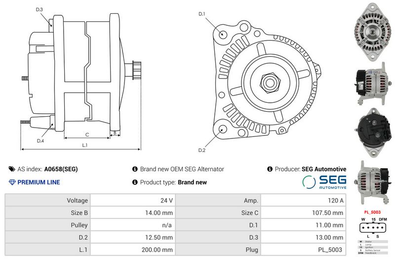 AS-PL A0658(SEG) Alternator