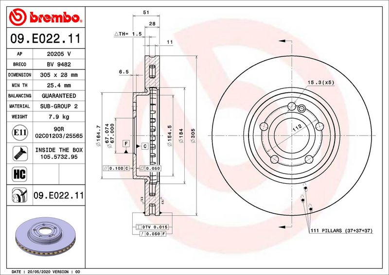 Piduriketas, BREMBO 09.E022.11