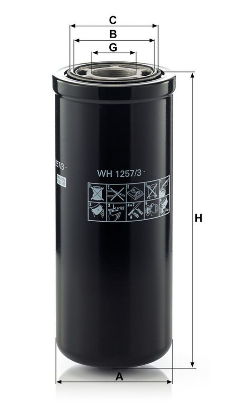 Filtru hidraulic, cutie de viteze automata WH 1257/3 MANN-FILTER