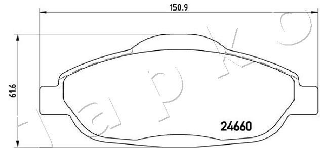 Комплект гальмівних накладок, дискове гальмо, Japko 500644