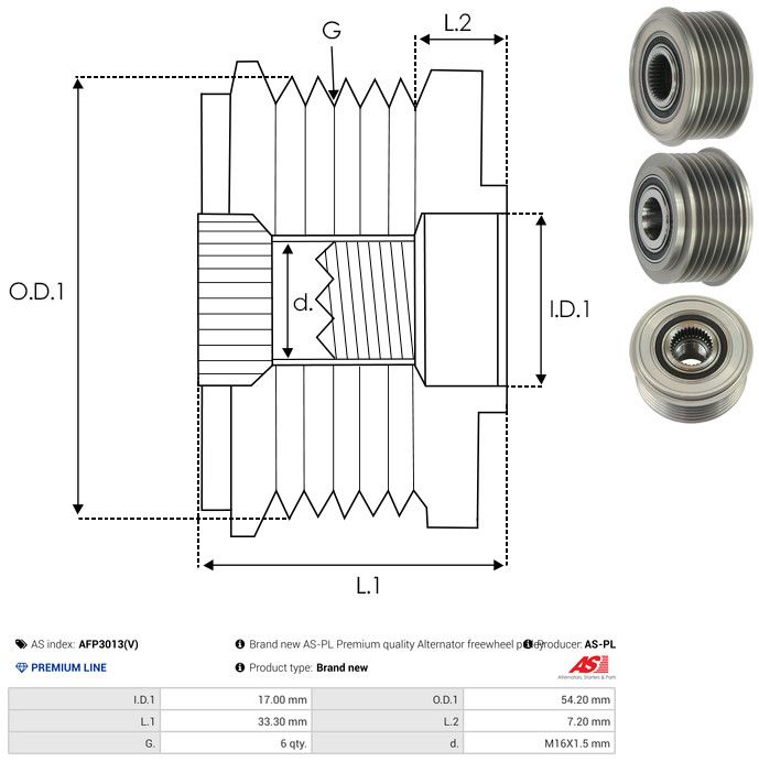 AS-PL AFP3013(V) Alternator Freewheel Clutch