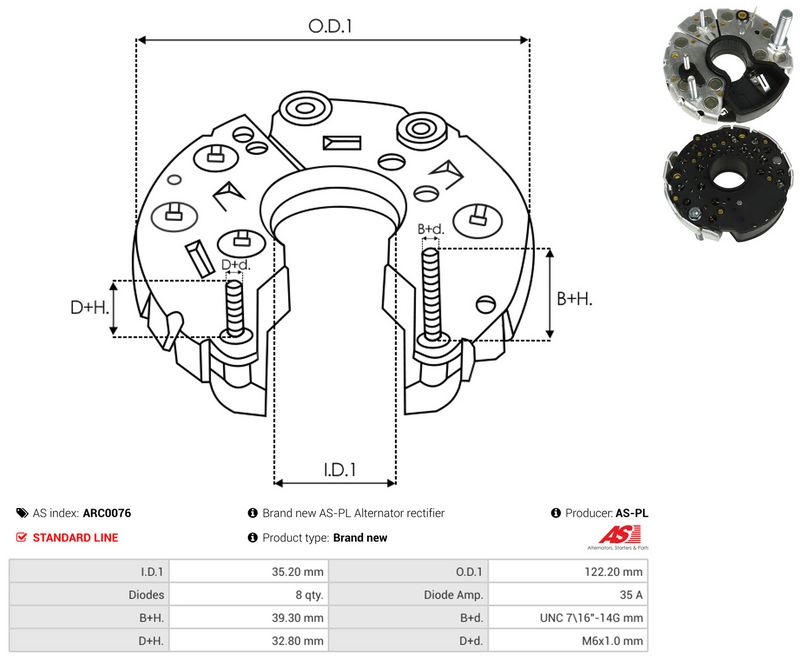 AS-PL ARC0076 Rectifier, alternator