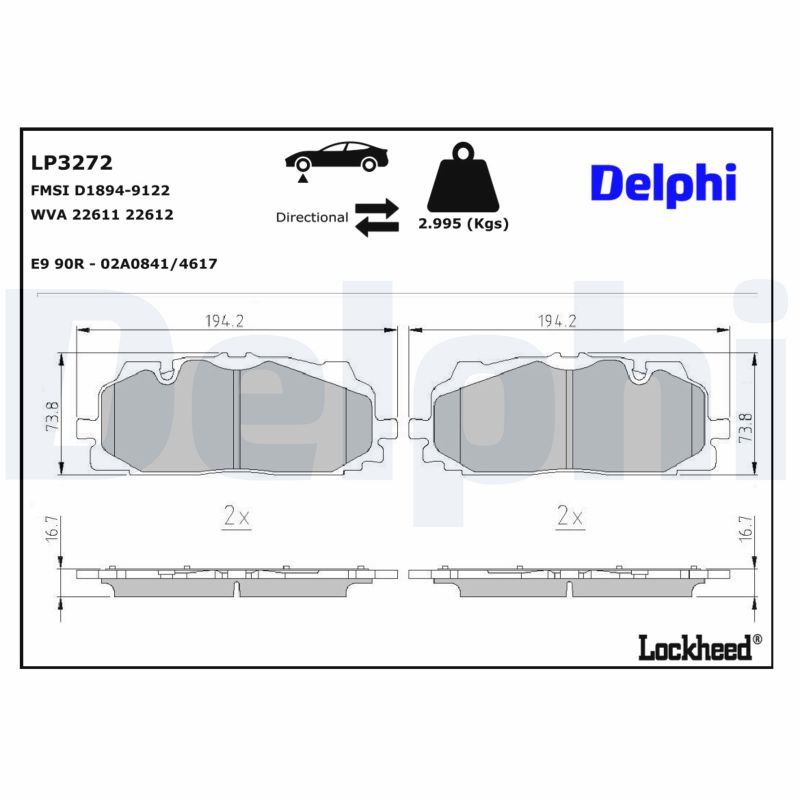 Piduriklotsi komplekt, ketaspidur, DELPHI LP3272