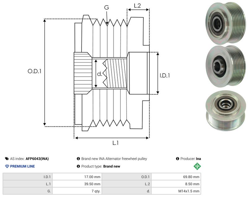 AS-PL AFP6043(INA) Alternator Freewheel Clutch