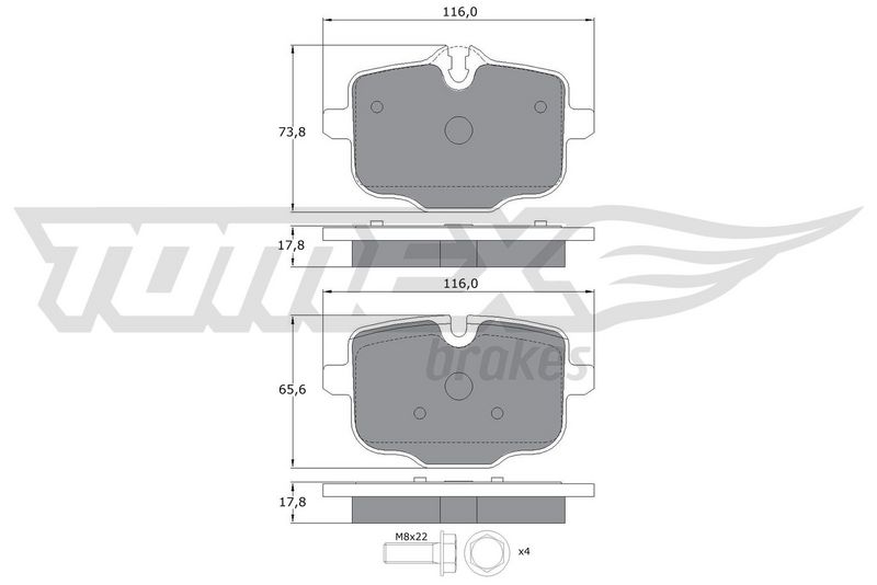 TOMEX Brakes Stabdžių trinkelių rinkinys, diskinis stabdys