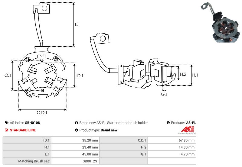 AS-PL SBH0108 Holder, carbon brushes