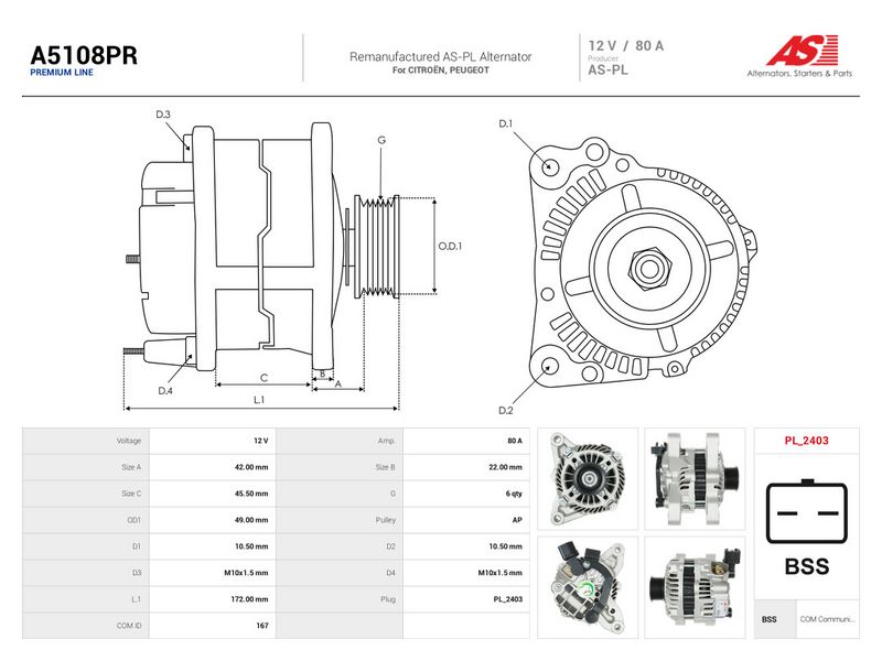 Generaator, AS-PL A5108PR