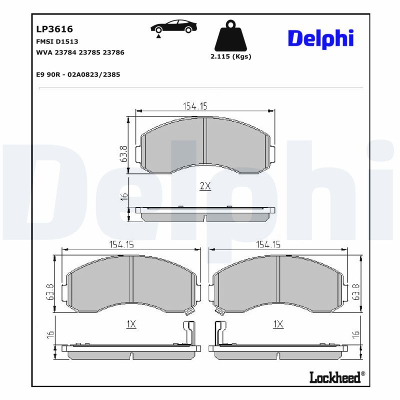 комплект спирачно феродо, дискови спирачки DELPHI