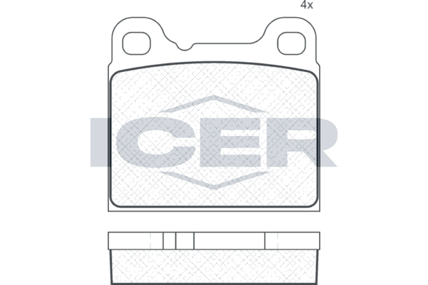 Комплект гальмівних накладок, дискове гальмо, Icer 180890