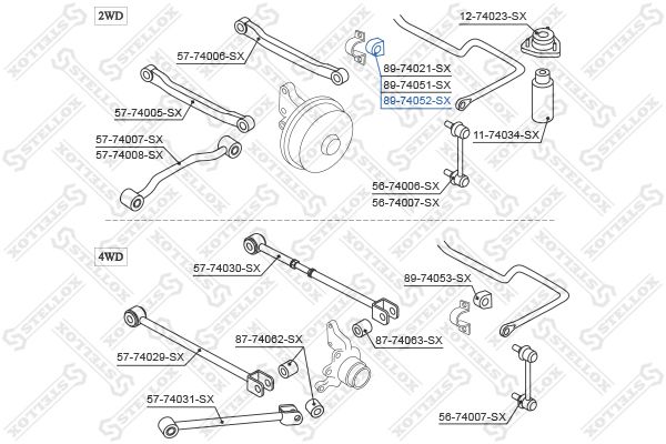 STELLOX 89-74052-SX Mounting, stabiliser bar