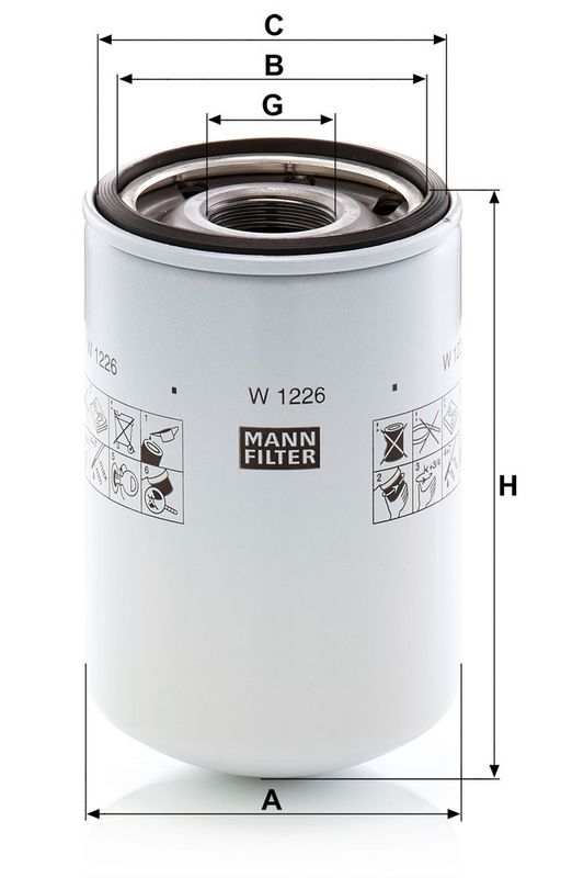 Filter, tööhüdraulika, MANN-FILTER W 1226