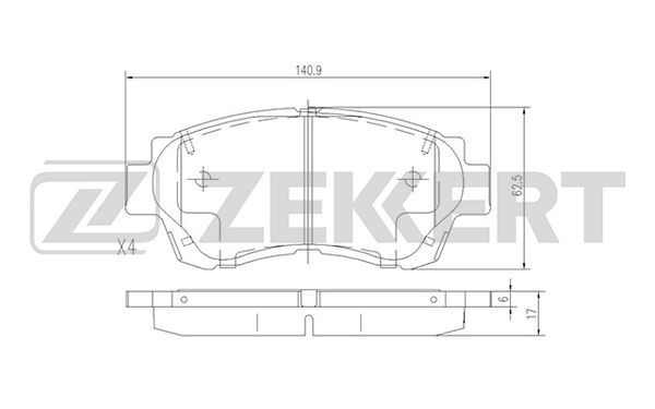 ZEKKERT BS-2080 Brake Pad Set, disc brake