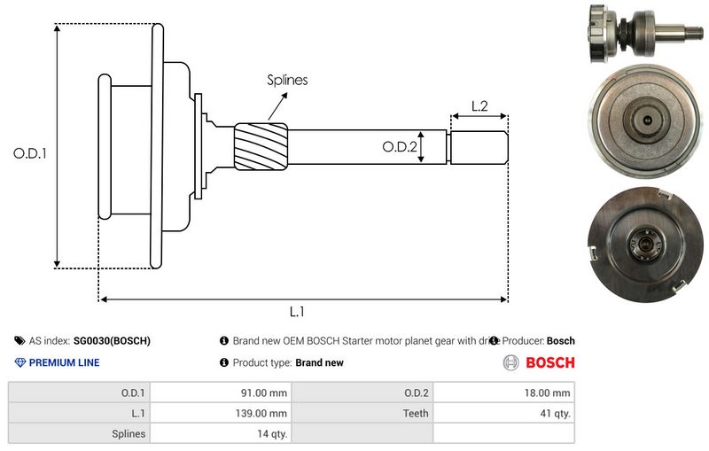 AS-PL SG0030(BOSCH) Ring Gear, planetary gearbox (starter)