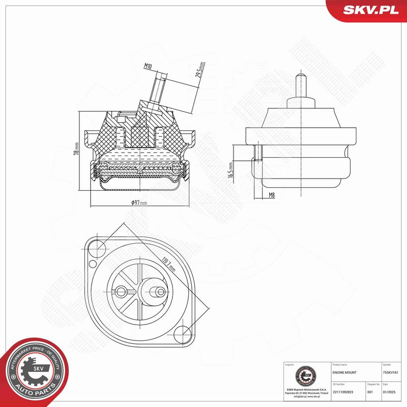 ESEN SKV 75SKV161 Mounting, engine