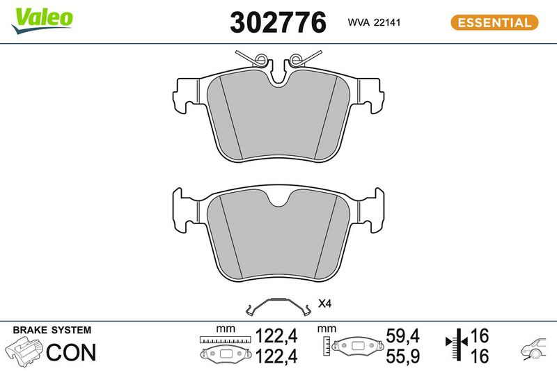 комплект спирачно феродо, дискови спирачки VALEO