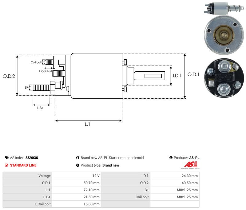 Magnetlülitus, starter, AS-PL SS9036