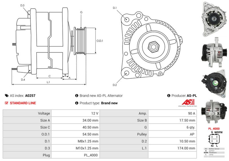AS-PL A0257 Alternator