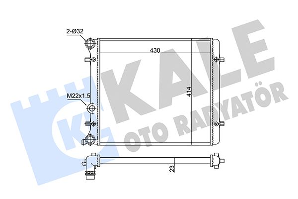 KALE Volkswagen радиатор охлаждения Bora,Golf IV,Skoda Octavia I 1.4/1.6 98-