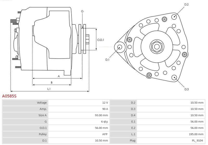 AS-PL A0585S Alternator