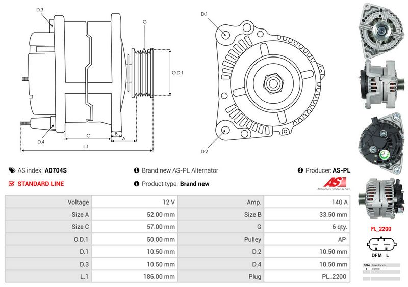 AS-PL A0704S Alternator