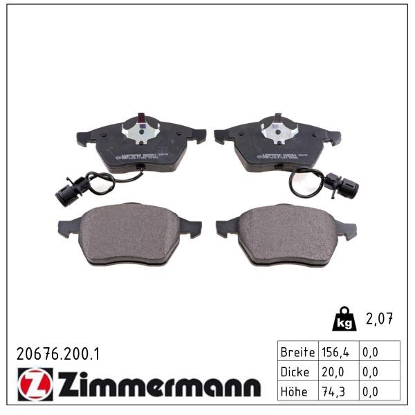 комплект спирачно феродо, дискови спирачки ZIMMERMANN