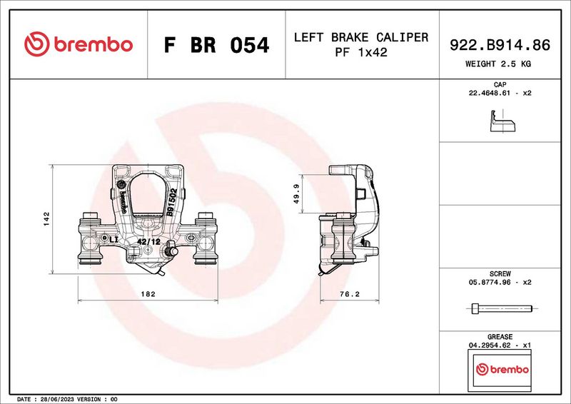 BREMBO FBR054 Brake Caliper