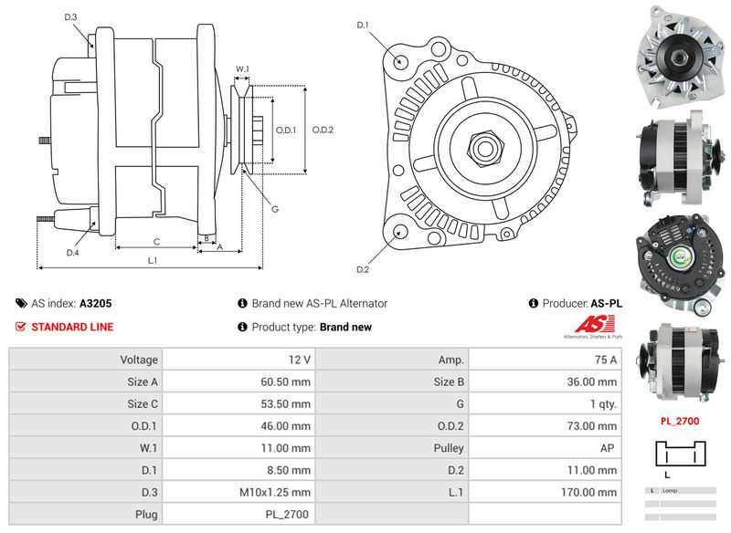 AS-PL A3205 Alternator