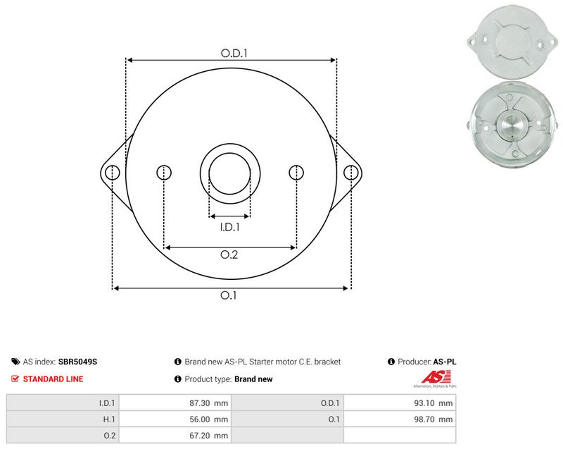 AS-PL SBR5049S Starter Lid, carburettor