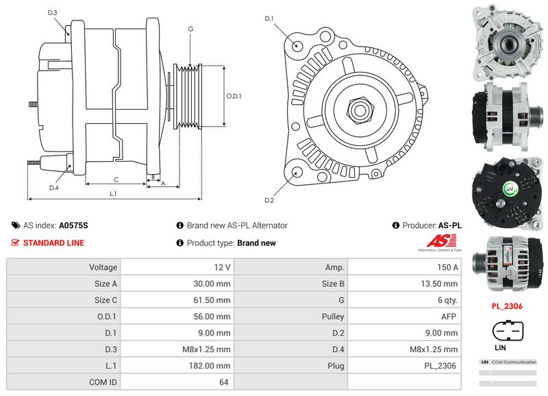 AS-PL A0575S Alternator
