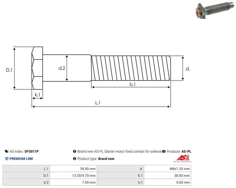 Remondikomplekt, Starter, AS-PL SP3017P
