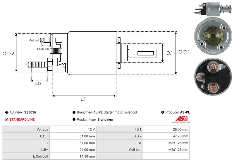 Magnetlülitus, starter, AS-PL SS3036