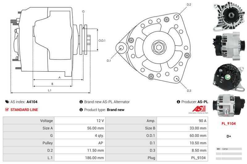 AS-PL A4104 Alternator
