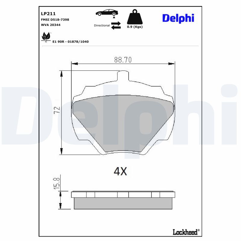 DELPHI LP211 Brake Pad Set, disc brake