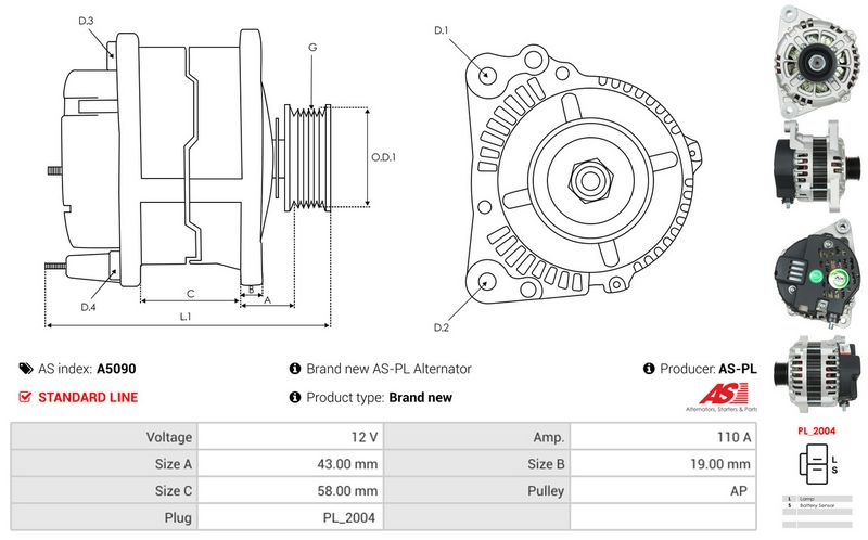 AS-PL A5090 Alternator