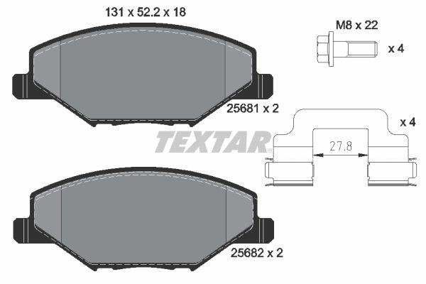 TEXTAR fékbetétkészlet, tárcsafék 2568101