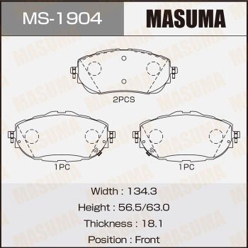 Комплект гальмівних колодок, Masuma MS1904