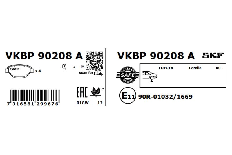 SKF VKBP 90208 A Brake Pad Set, disc brake