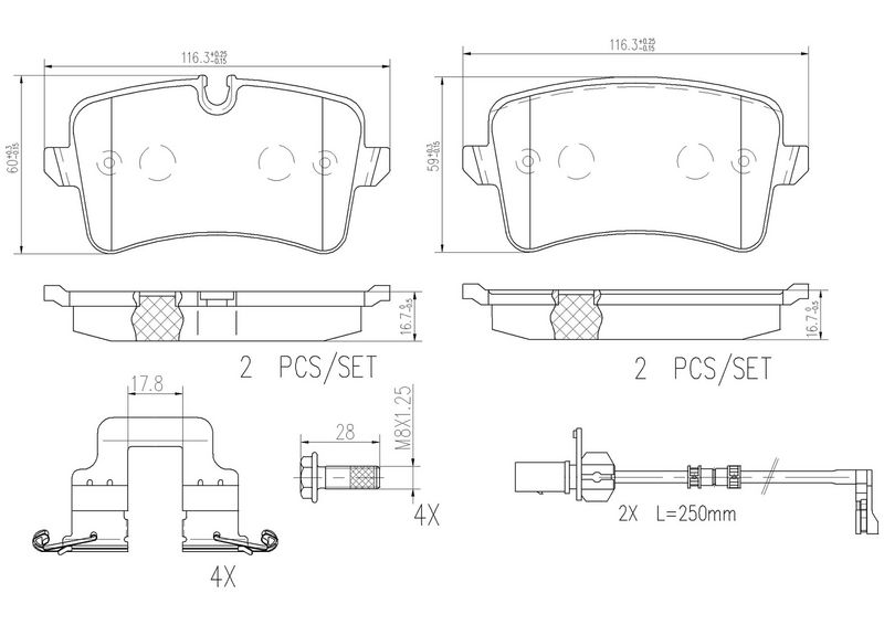 Piduriklotsi komplekt, ketaspidur, BREMBO P85120NX