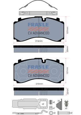 desky brzdové SAF SBS 2220, K0-22,5" - standard (nelze zaměnit se SCHMITZ ST7) PD/223-N-K025-CV