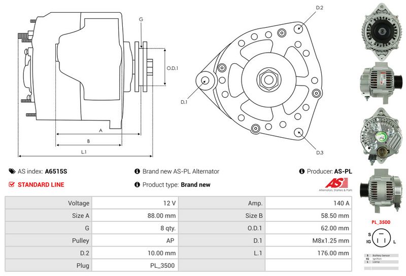 AS-PL A6515S Alternator