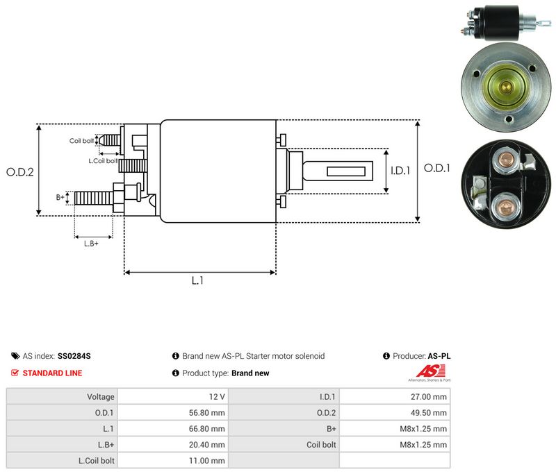 AS-PL SS0284S Solenoid Switch, starter